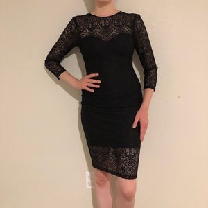 Guess Black Lace Bodycon Dress